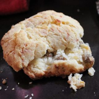 Cheese and sausage biscuits are the perfect on the go breakfast during the week. Prep and bake in 20 minutes the night or weekend before.