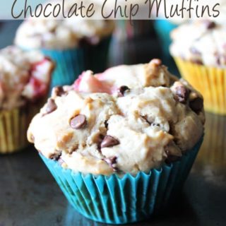 Chunks of fresh strawberries, hints of peanut butter, and chocolate chips make these strawberry peanut butter chocolate chip muffins the perfect muffin!
