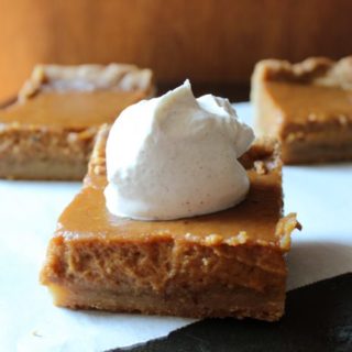 Pumpkin pie like squares with just the right amount of spice, topped upon a crust that resembles the flavors of a sugar cookie, these pumpkin spice squares are perfect! |EverydayMadeFresh.com