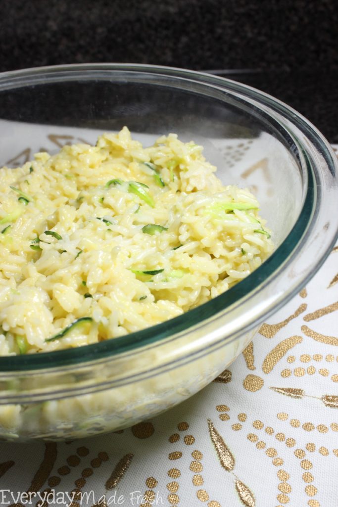 Cheesy Zucchini Rice is the perfect side dish for just about any meal. This is a rice that even your kids will love! | EverydayMadeFresh.com