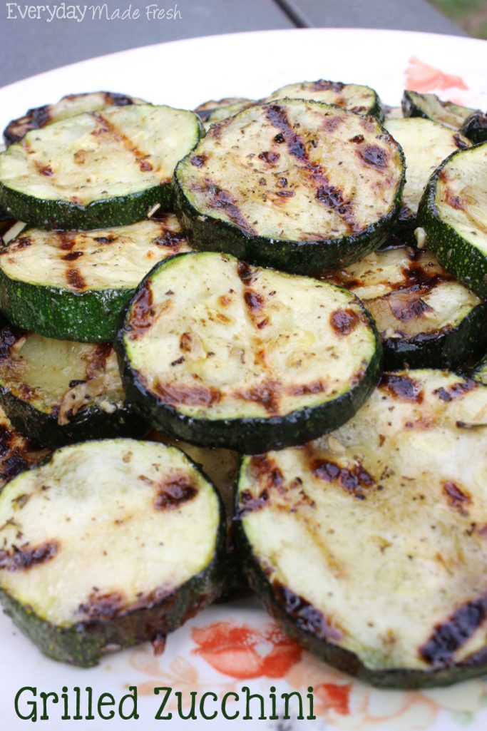 This Grilled Zucchini can be made on your grill outside or you can grill it up indoors! Either way, it will be ready in 10 minutes or less! | EverydayMadeFresh.com
