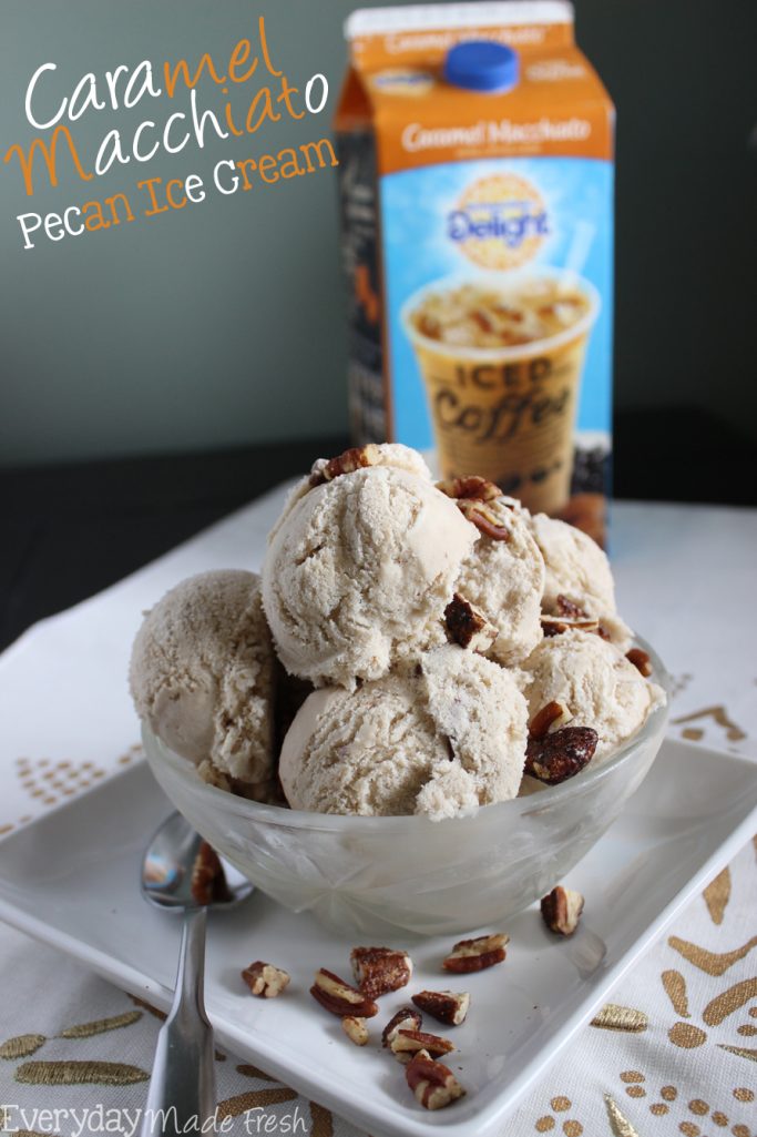 Caramel Macchiato Pecan Ice Cream reminds you of fall, but will keep you cool in the sweltering heat!  | EverydayMadeFresh.com