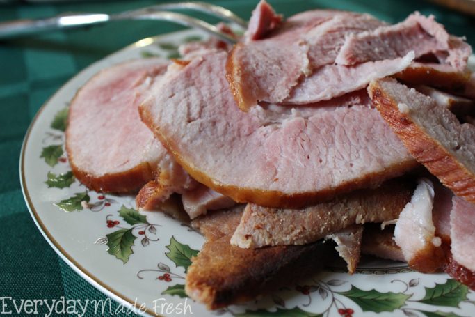 This Easy Brown Sugar Cola Glazed Ham is made in the slow cooker! It's the perfect shortcut for the holidays. | EverydayMadeFresh.com