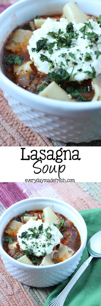 Love lasagna? You'll love this easy-to-make Lasagna Soup that's ready in 30 minutes! | EverdayMadeFresh.com