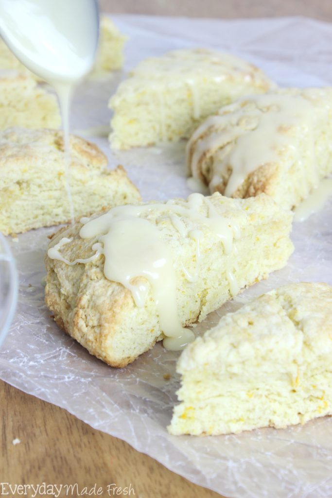 These Sweet & Tangy Orange Scones are studded with zest and bursting with fresh orange flavor! | EverydayMadeFresh.com