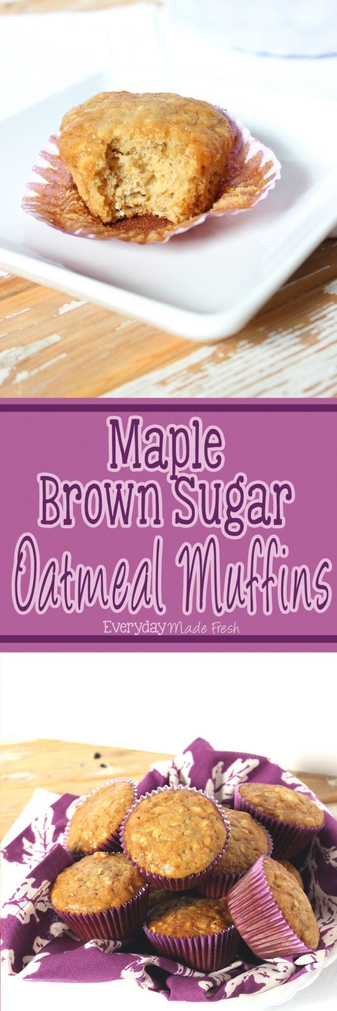 These Maple Brown Sugar Oatmeal Muffins are just like that favorite bowl of oatmeal that you love so much. However, these are easier to transport, making them the perfect breakfast! | EverydayMadeFresh.com