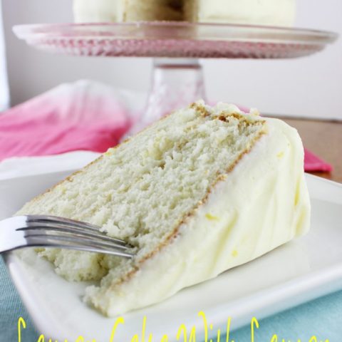 Fresh Lemon Cake with Lemon Cream Cheese Frosting is made with fresh lemon zest and lemon juice. This cake has the perfect texture, and screams spring and summer. | EverydayMadeFresh.com