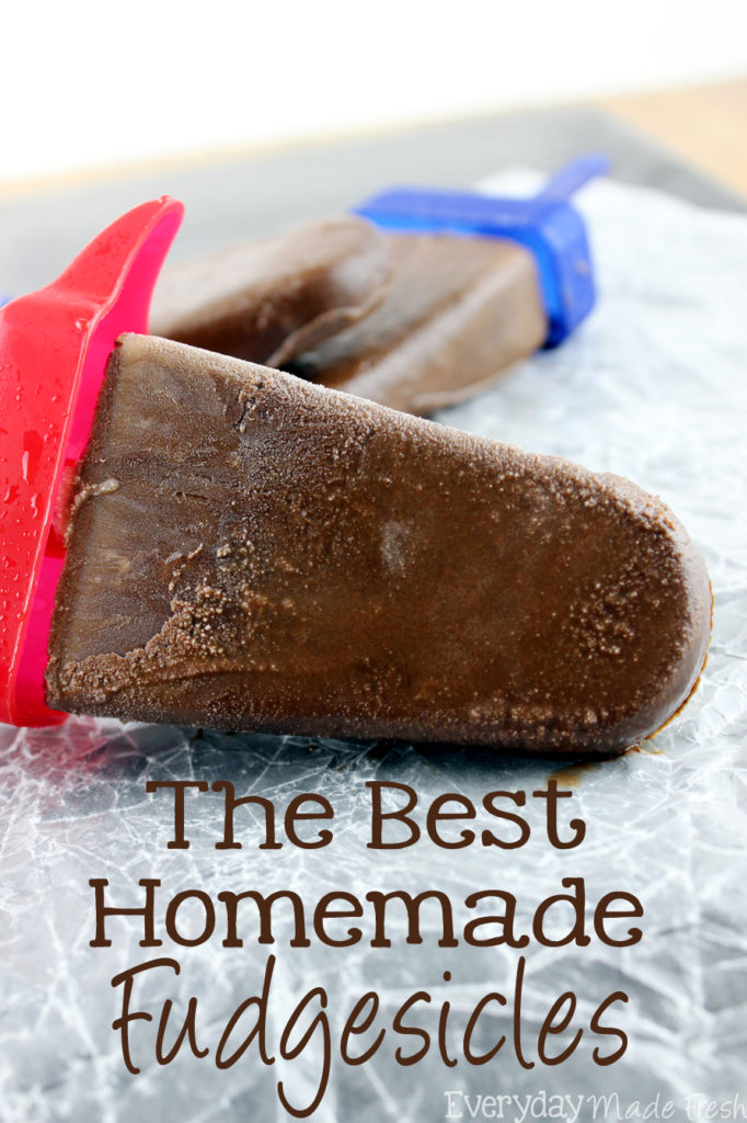 Chocolate fudgey goodness in the form of our summer favorite, popsicles! The Best Homemade Fudgesicles are made with 5 ingredients, and you will want to always have them in the freezer!