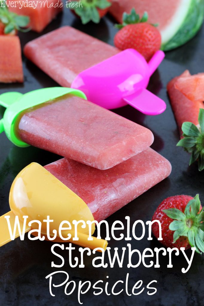 Nothing says summer like a popsicle! Of course nothing says summer more like these Watermelon Strawberry Popsicles! | EverydayMadeFresh.com