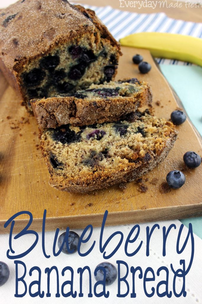 Banana bread just got an upgrade with fresh plump blueberries and a touch of cinnamon! This Blueberry Banana Bread is perfect for breakfast and snack time! | EverydayMadeFresh.com