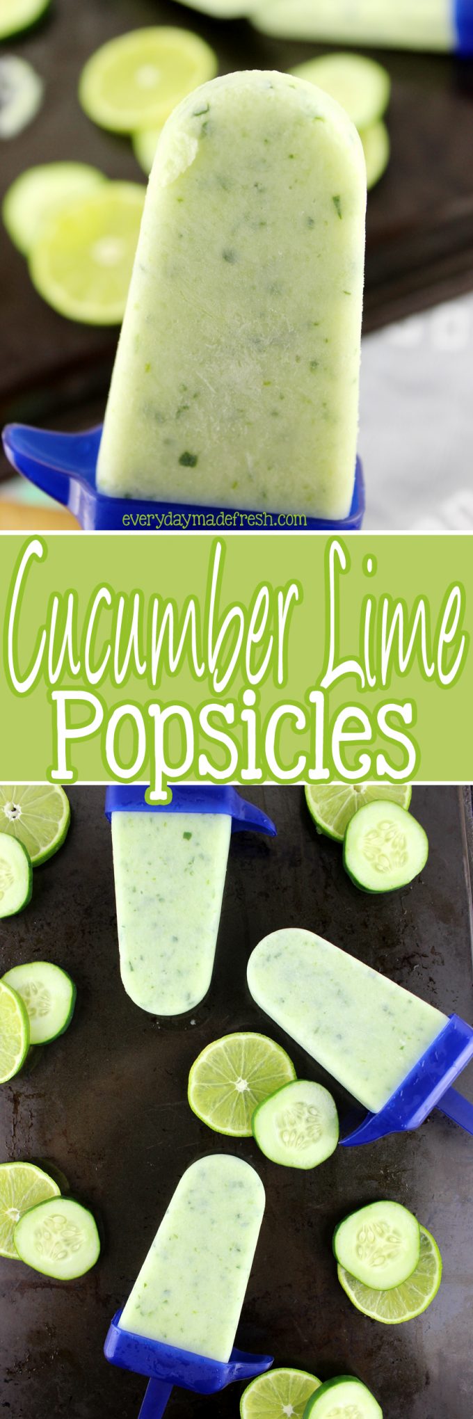 Summertime calls for refreshing popsicles, and nothing is more refreshing than these Cucumber Lime Popsicles! | EverydayMadeFresh.com