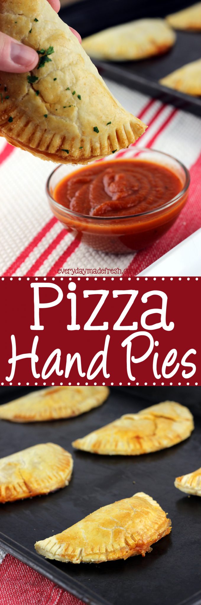These Pizza Hand Pies are the perfect portable lunch or snack. They are quick and easy to make, and completely customizable. | EverydayMadeFresh.com