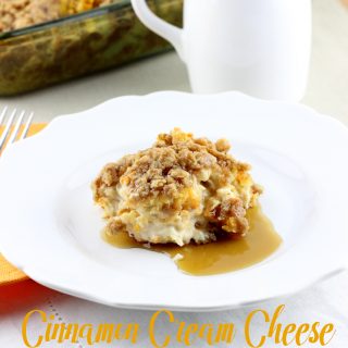 Cinnamon Cream Cheese Stuffed Pumpkin French Toast Casserole is the ultimate in breakfast casseroles. It's creamy, sweet, and a holiday breakfast staple. | EverydayMadeFresh.com