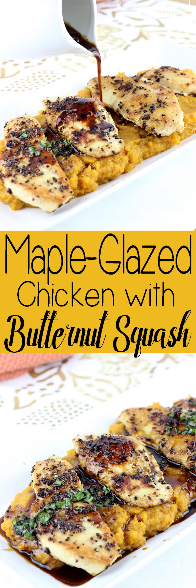 Maple-Glazed Chicken with Butternut Squash is a quick dinner recipe that has the flavors of  fall and winter. | EverydayMadeFresh.com