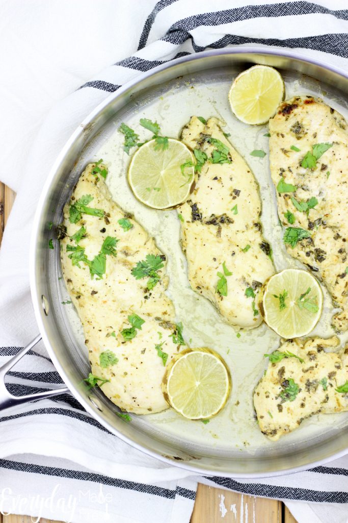 Fresh Cilantro and lime juice make this south of the border inspired chicken dish perfect. Pair it with lime cilantro rice, and you've turned this Cilantro Lime Chicken into a full meal. | EverydayMadeFresh.com