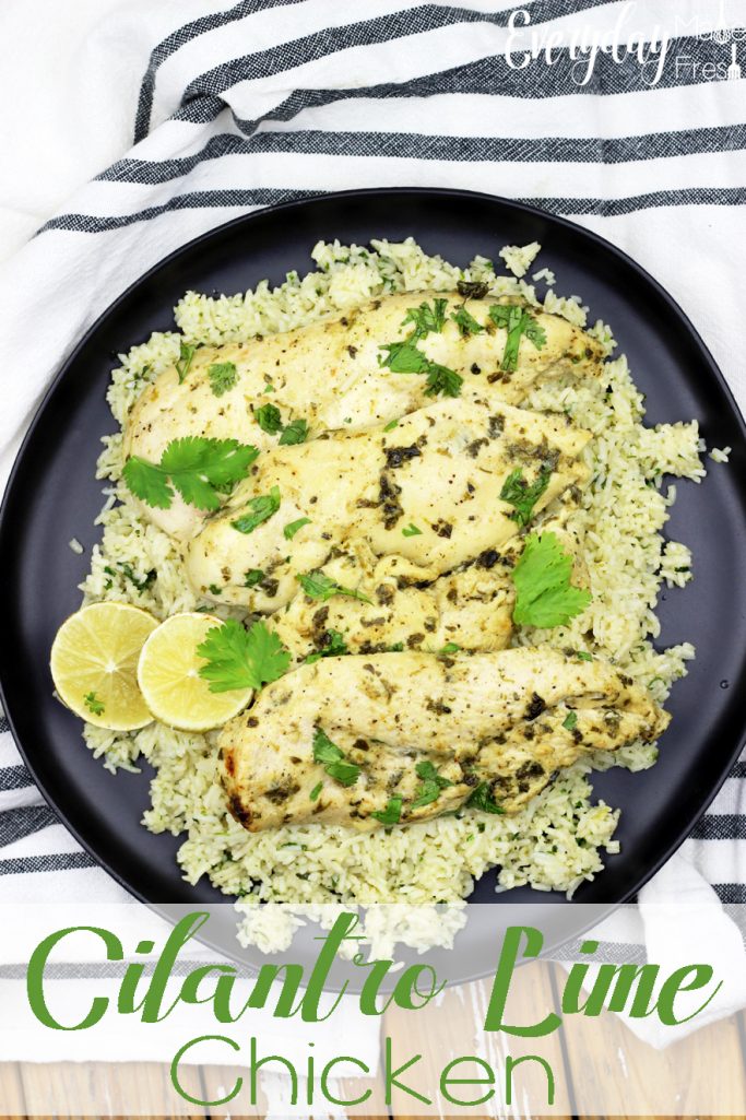 Fresh Cilantro and lime juice make this south of the border inspired chicken dish perfect. Pair it with lime cilantro rice, and you've turned this Cilantro Lime Chicken into a full meal. | EverydayMadeFresh.com