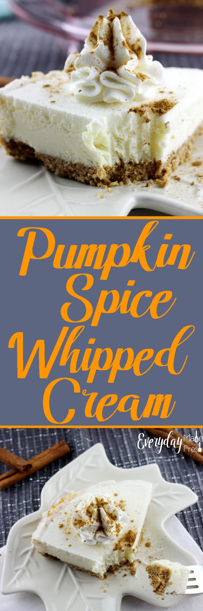 Pumpkin Spice Whipped Cream is a perfect addition to a Sara Lee® Frozen Dessert. It gives a great semi-homemade touch that makes even informal gatherings extra special. | EverydayMadeFresh.com 