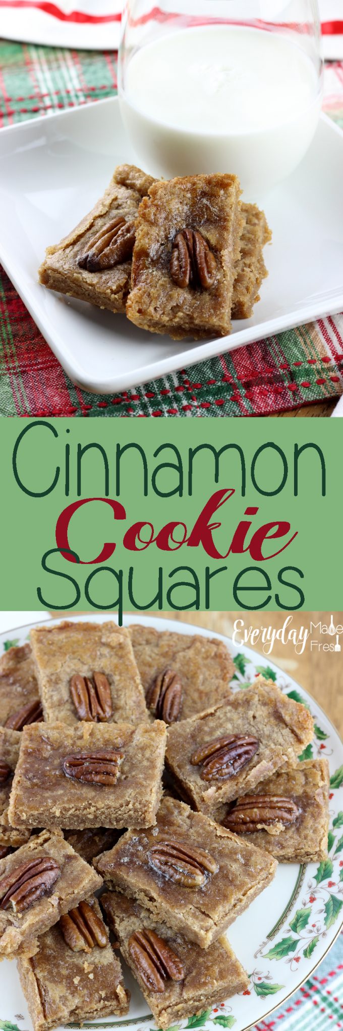 These Cinnamon Cookie Squares are as simple as they get! You are only 6 ingredients and 15 minutes away from one of these perfect squares. | EverydayMadeFresh.com