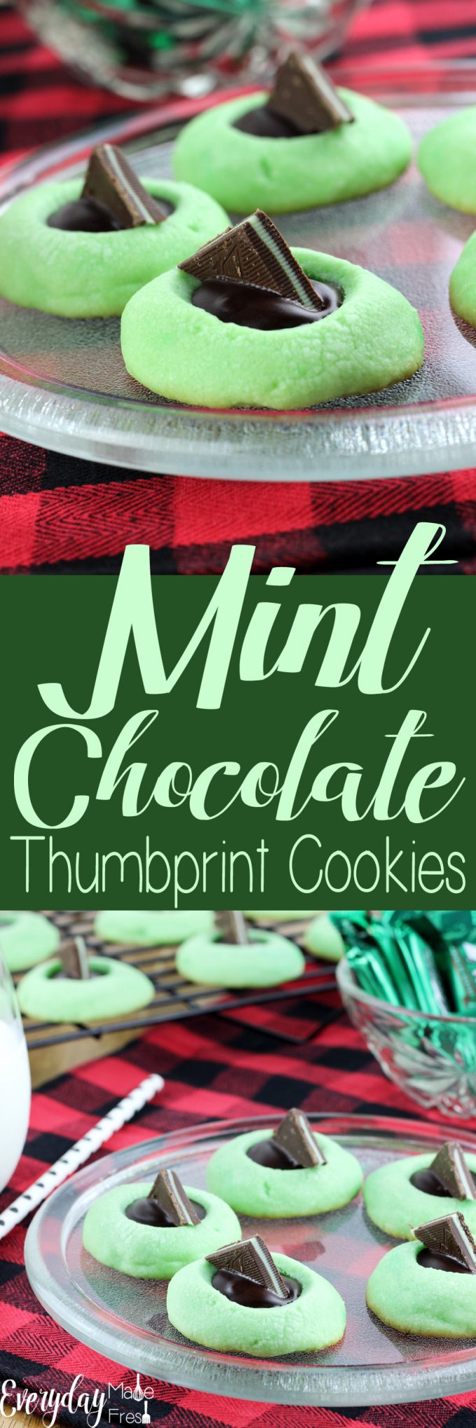 Mint and Chocolate are the perfect pair when it comes to holiday duos. These Mint Chocolate Thumbprint Cookies are tender, buttery, minty, and have a dark chocolate punch! | EverydayMadeFresh.com