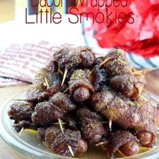 Sweet & Spicy Bacon Wrapped Little Smokies hit all the right taste buds! They are so good you can't stop eating them...Perfect for game day or a party snack! | EverydayMadeFresh.com