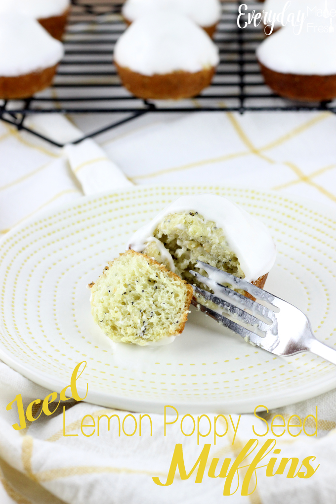 These insanely moist Iced Lemon Poppy Seed Muffins are bursting with lemon flavor! They are topped with a lemon cream cheese icing that will make mornings perfect. | EverydayMadeFresh.com