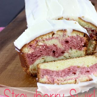 This Strawberry Swirl Pound Cake is so easy to make from scratch, and it topped with a delicious cream cheese frosting.  | EverydayMadeFresh.com