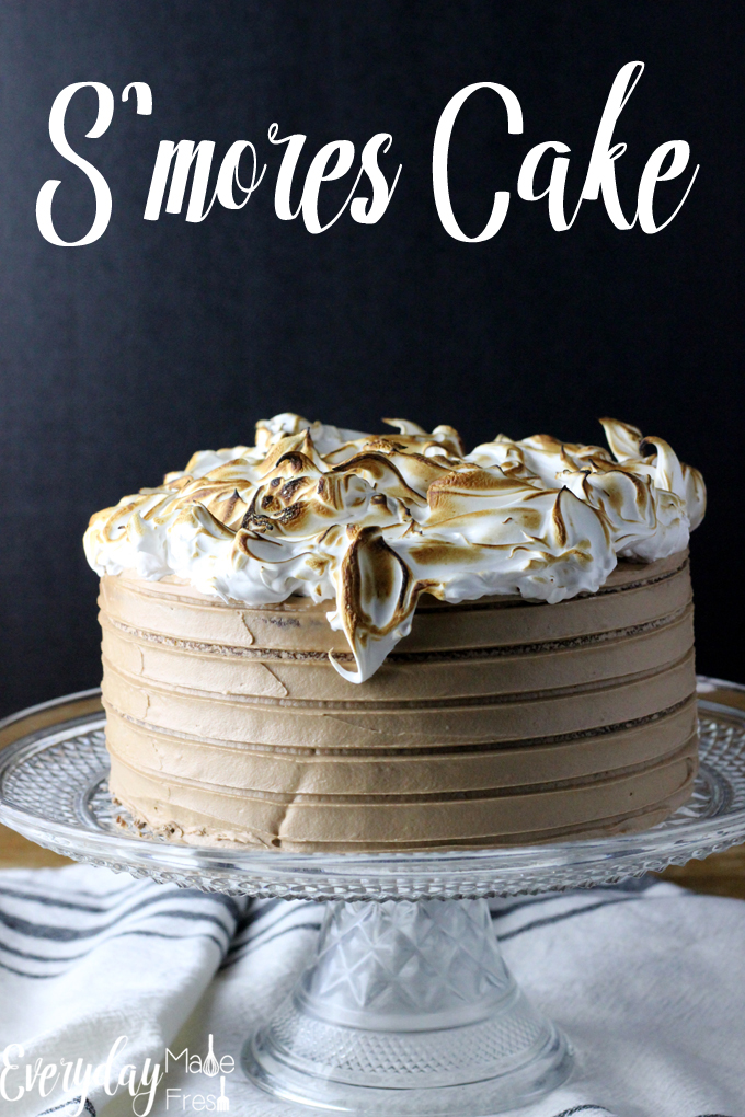 This S'mores Cake is going to knock your socks off! A graham cracker cake, milk chocolate buttercream, and toasted marshmallow topping, all made from scratch; it's much easier than you think. | EverydayMadeFresh.com