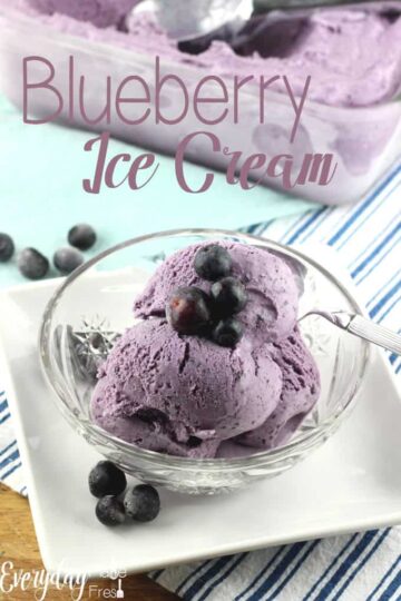 This Blueberry Ice Cream is made with fresh blueberries, and is perfectly rich and creamy. It's a great way to cool off this summer. | EverydayMadeFresh.com