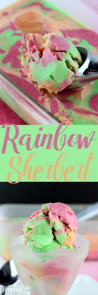 Yes, you can totally make Rainbow Sherbert at home, easily! Raspberry, orange, and lime, just like you can buy in the store, only better! | EverydayMadeFresh.com | EverydayMadeFresh.com