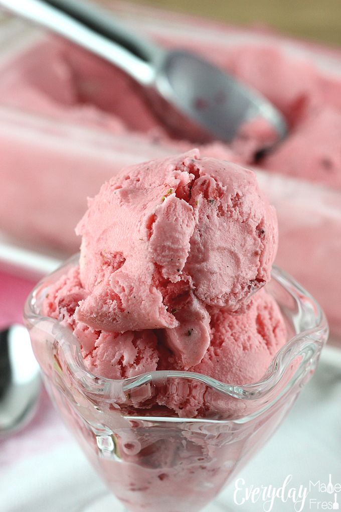 Grab those fresh berries, and make this super creamy Strawberry Ice Cream! Perfect on a hot summer day. | EverydayMadeFresh.com