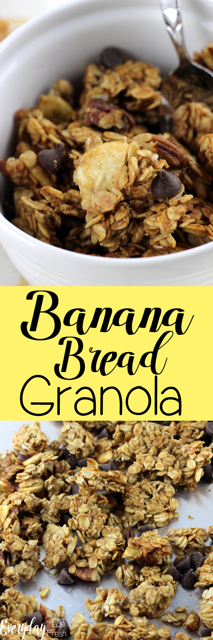 This 30 minute Banana Bread Granola is healthier than any store bought brand, and is super simple to make! | EverydayMadeFresh.com