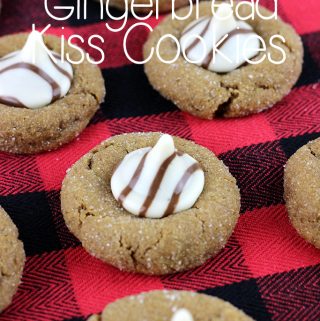 These White Chocolate Gingerbread Kiss Cookies are the cookies for those that love ginger! The white chocolate kiss candies are the perfect finishing touch!