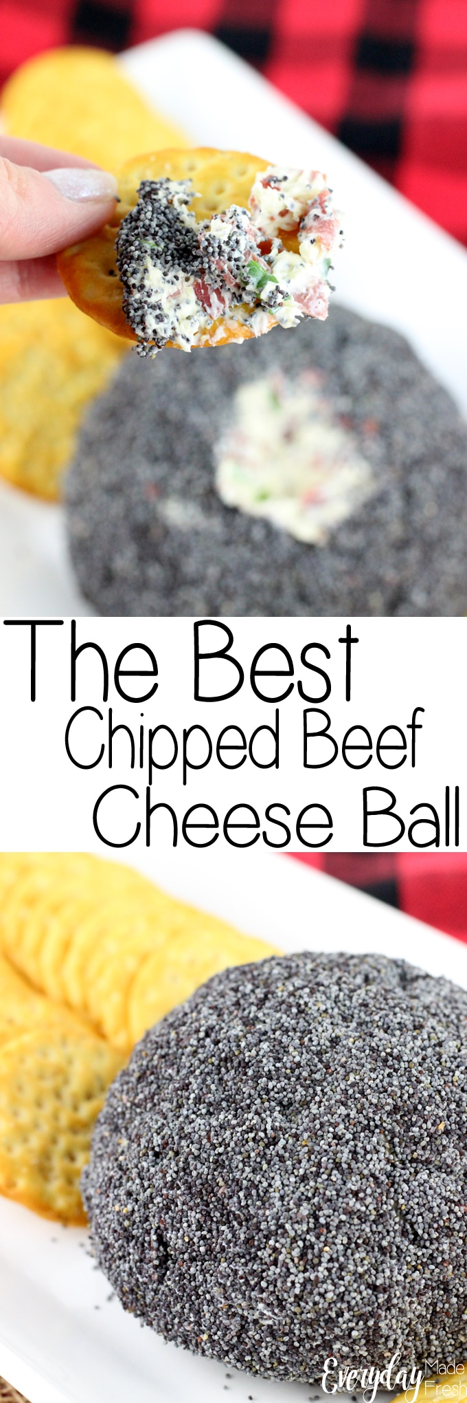 You'll want to double this recipe for sure, because this appetizer won't last long. The Best Chipped Beef Cheese Ball is loved by all! | EverydayMadeFresh.com