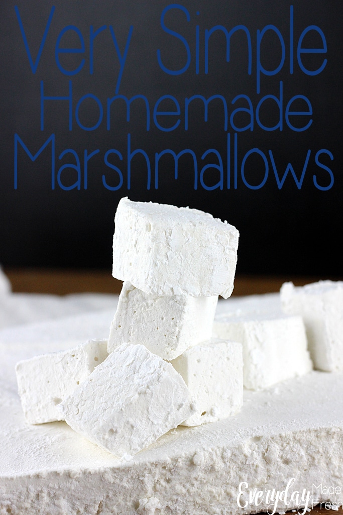 Making marshmallows at home isn't hard, and you can control what the ingredients are. These Very Simple Homemade Marshmallows are easy to make, and you can cut them into any shape you'd like! | EverydayMadeFresh.com
