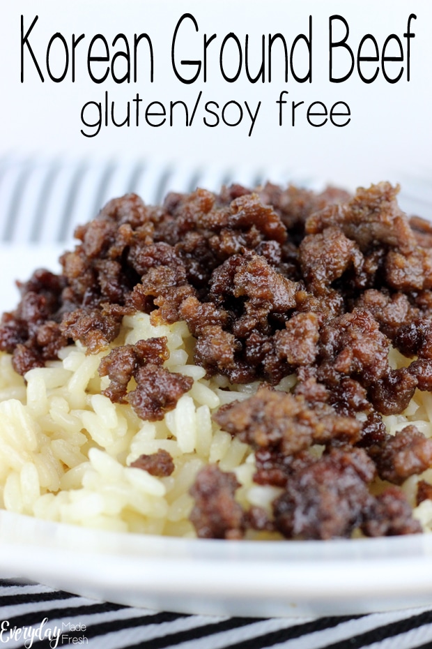 This Gluten Free Korean Ground Beef is sweet and spicy and completely addictive! It will soon become a family favorite, that everyone requests! It's ready in 20 minutes and only requires 7 ingredients! | EverydayMadeFresh.com