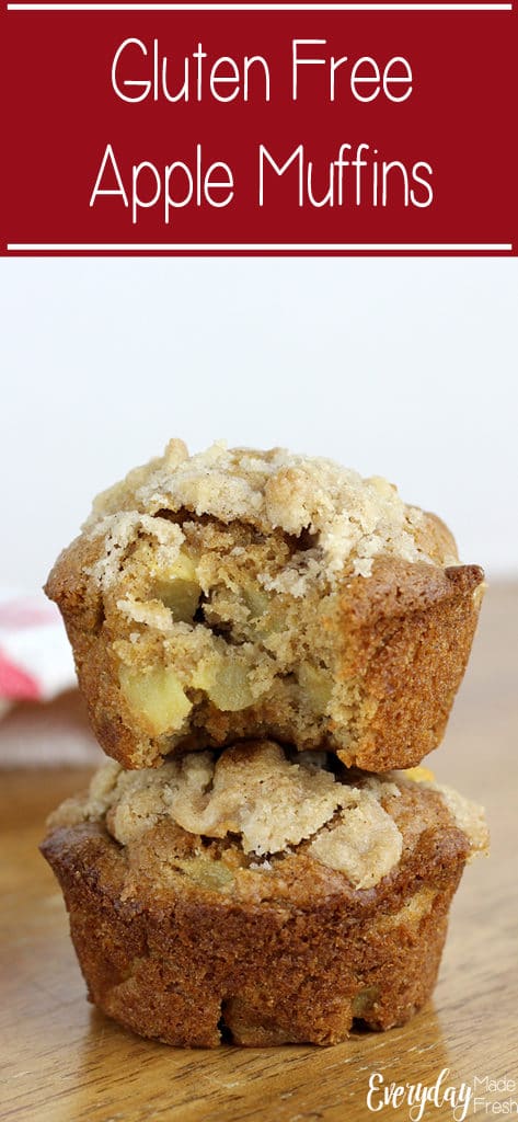 Gluten Free Apple Muffins are moist, tender, and full of fresh apple! You'd never guess these were gluten free. | EverydayMadeFresh.com