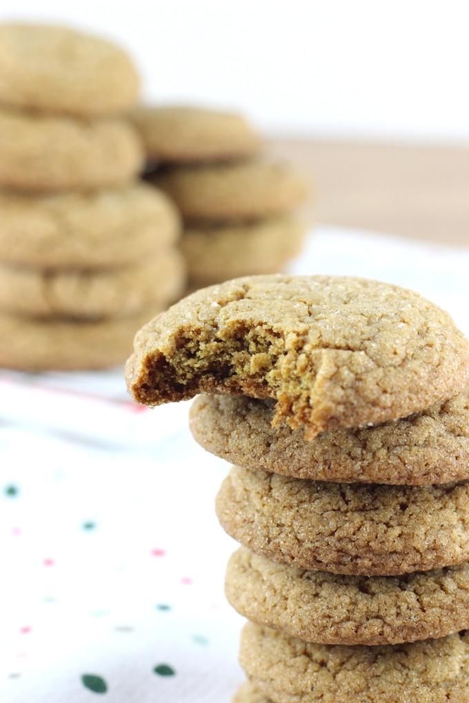 Molasses Cookies are an old fashioned holiday favorite. They are super soft and have rich flavors of molasses, cinnamon, and ginger.