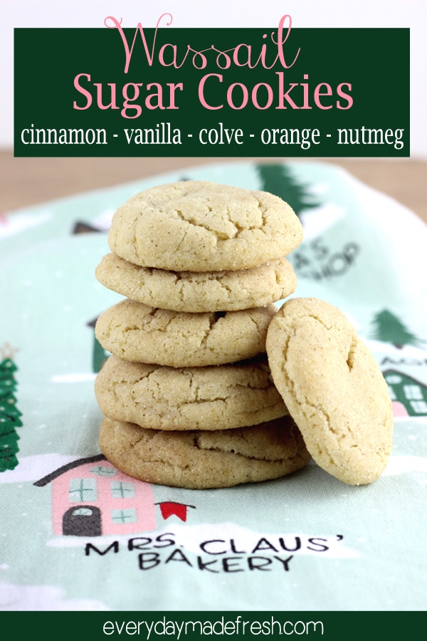 Wassail Sugar Cookies are soft, tender, and have the perfect texture. They include all the yummy wassail spices; cinnamon, vanilla, clove, orange, and nutmeg. They will become you're next holiday favorite!