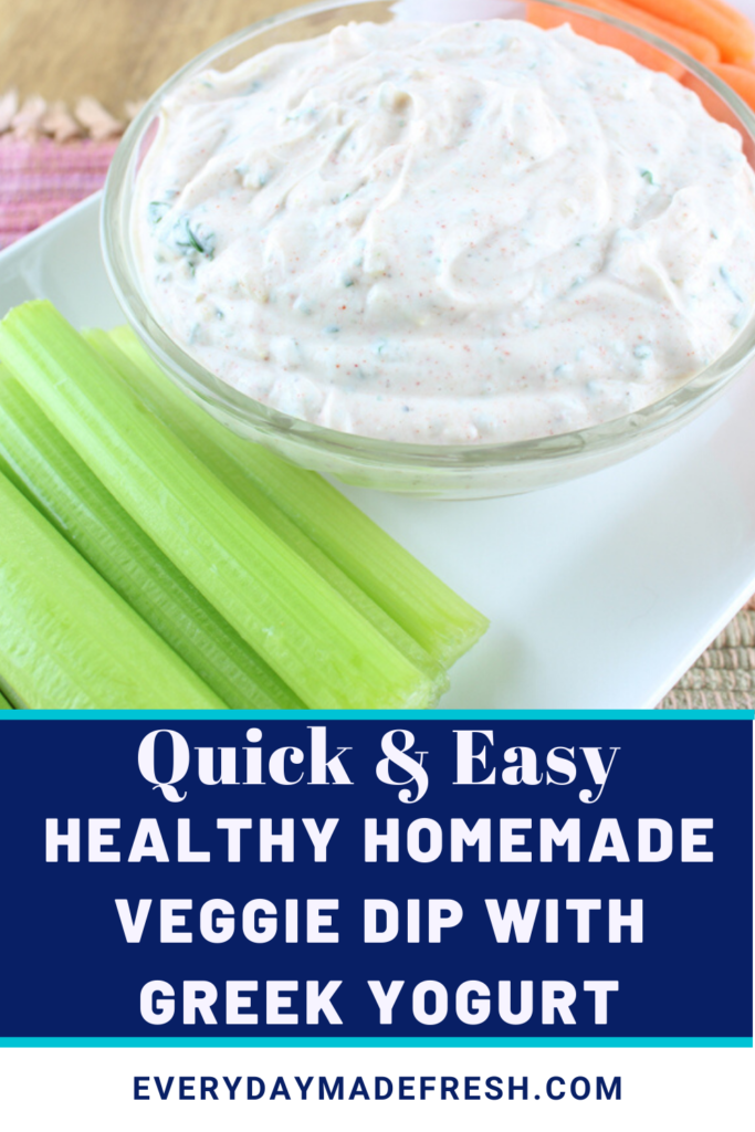 Looking for the perfect dip for that bag of carrots sticks or cut celery? I've got the answer for you with The Best Healthy Veggie Dip Ever! It's perfect for carrots, celery, strips of bell pepper, and even plain potato chips!