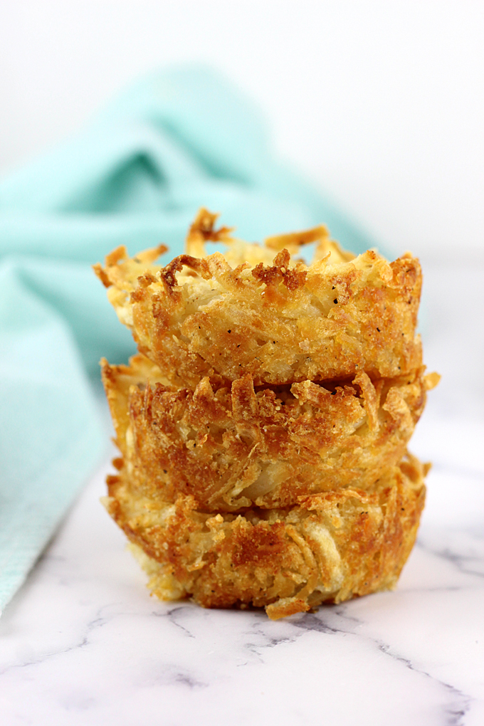 Cheesy and crispy hash browns baked to a golden brown are perfect for your next breakfast! These Baked Hash Brown Cups will go with anything you have prepared.
