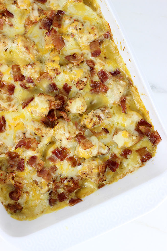 This is such a simple dinner to have ready in no time. Everybody will love this cheesy chicken and potato bake.