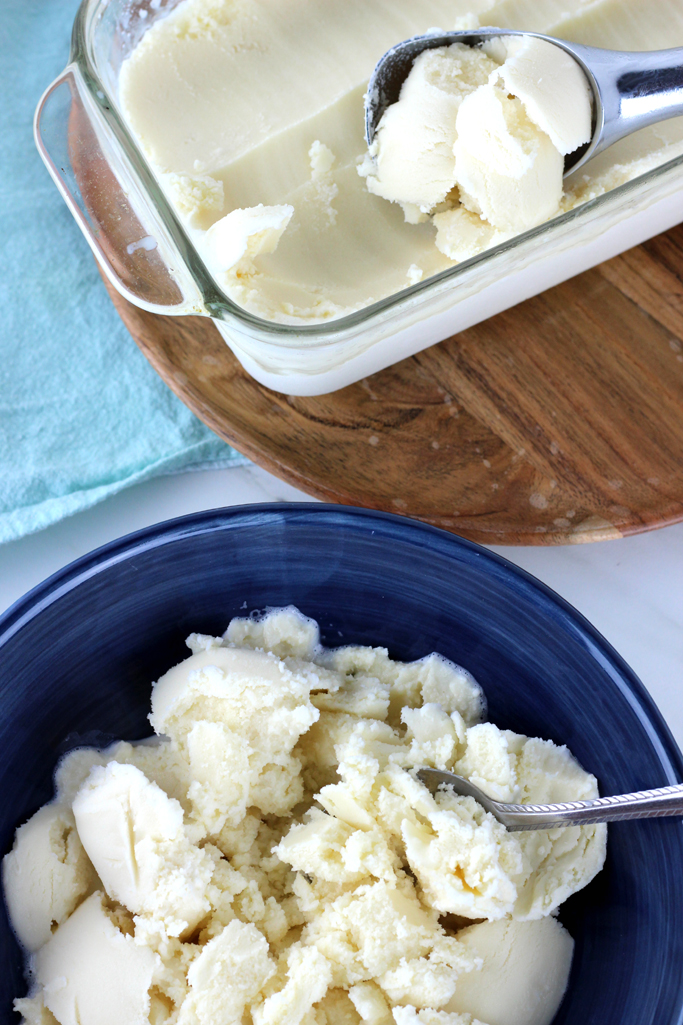 This recipe for Old Fashioned Homemade Vanilla Ice Cream has been in my family long before I was born. It’s the one summer staple that everyone loves! And, you won’t find heavy cream in our family recipe.
