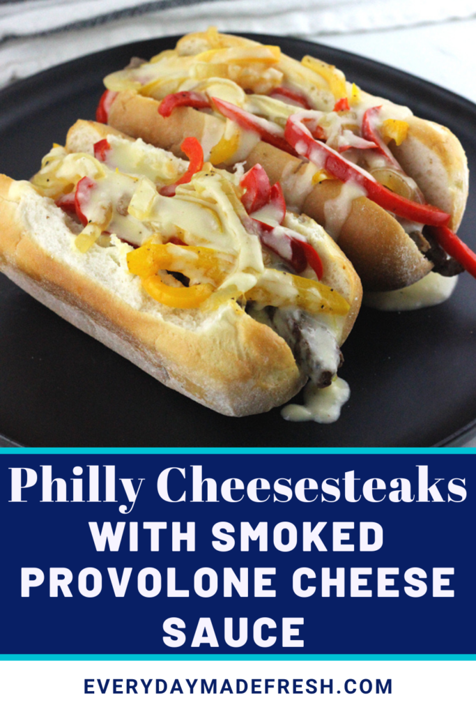 This is no ordinary cheesesteak here. This is The Best Philly Cheesesteak Recipe with Provolone Cheese Sauce.  Ribeye steak, caramelized onions and bell peppers topped with a gooey melty finger licking good cheese sauce! 